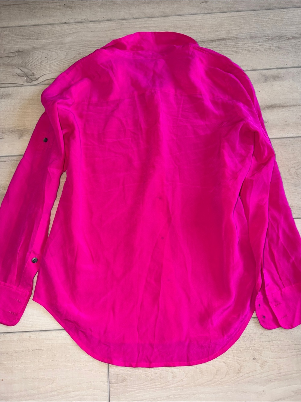 Broadway & Broome Fuschia Silk Button-Down Shirt - Women's Classic Collared Top - Picture 5 of 5